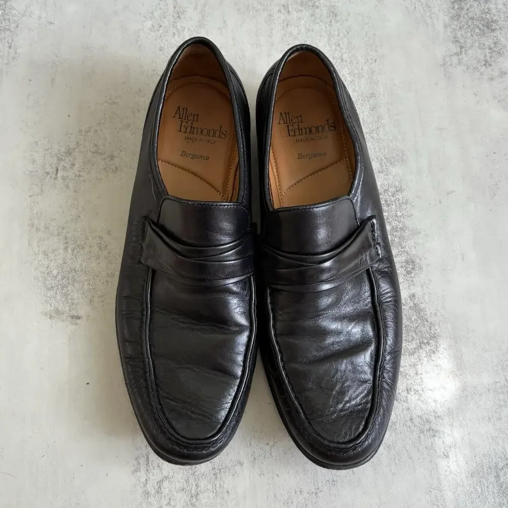 Allen Edmonds Bergamo Black Leather Penny Loafer Dress Shoes Men's US 9.5 D